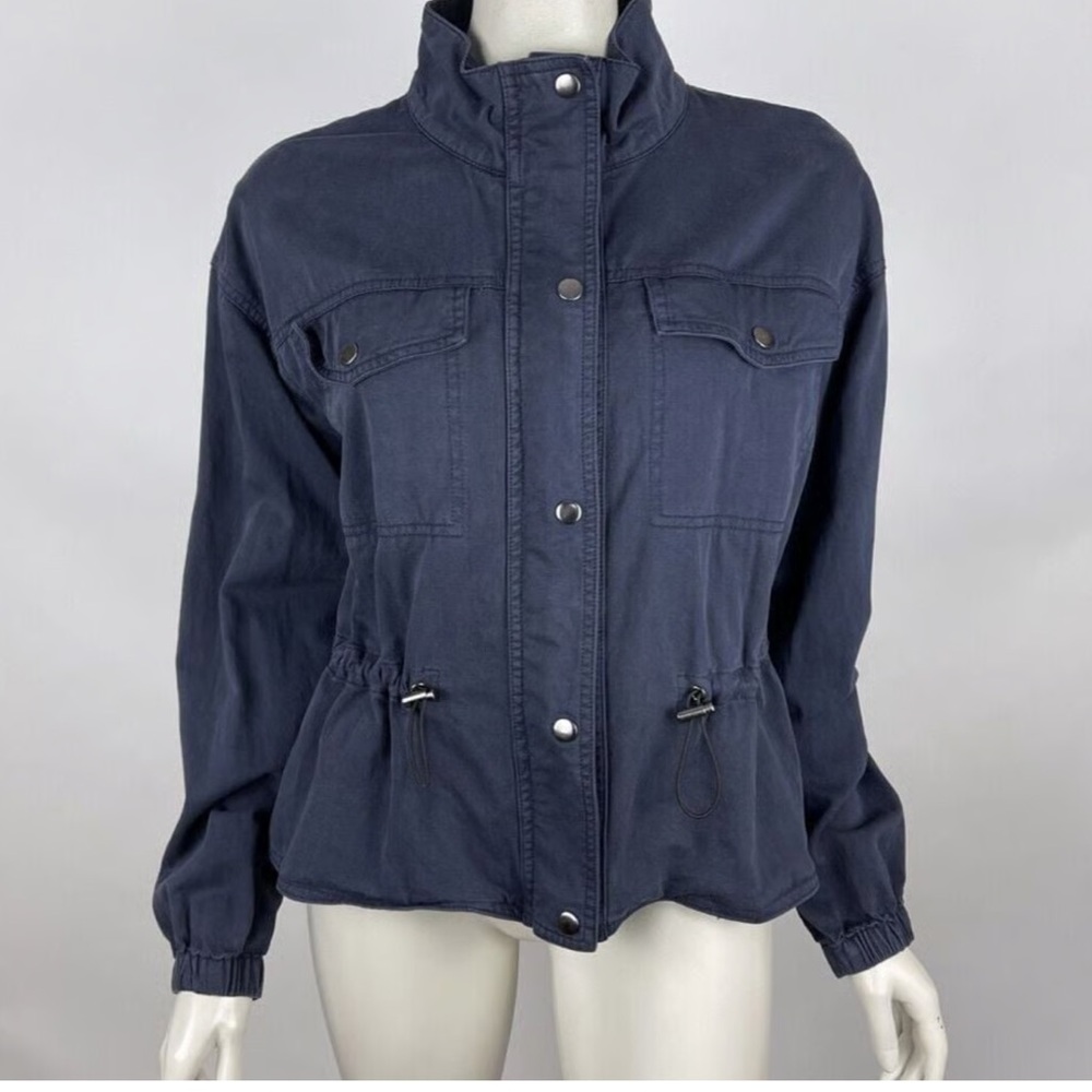 Michael Stars Ingrid Salton Twill Windbreaker Jacket Full Zip Navy Large NWTS